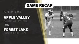 Recap: Apple Valley  vs. Forest Lake  2016
