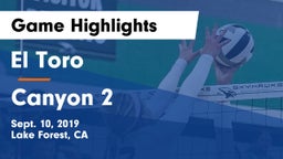 El Toro  vs Canyon 2 Game Highlights - Sept. 10, 2019