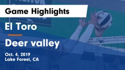 El Toro  vs Deer valley  Game Highlights - Oct. 4, 2019