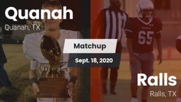 Matchup: Quanah vs. Ralls  2020