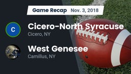 Recap: Cicero-North Syracuse  vs. West Genesee  2018
