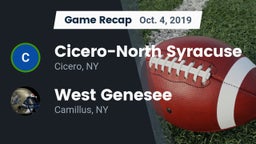 Recap: Cicero-North Syracuse  vs. West Genesee  2019