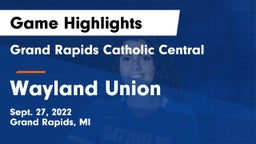 Grand Rapids Catholic Central  vs Wayland Union  Game Highlights - Sept. 27, 2022