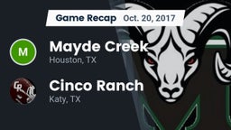 Recap: Mayde Creek  vs. Cinco Ranch  2017