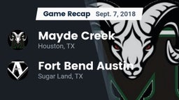 Recap: Mayde Creek  vs. Fort Bend Austin  2018