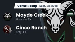 Recap: Mayde Creek  vs. Cinco Ranch  2018