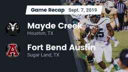 Recap: Mayde Creek  vs. Fort Bend Austin  2019