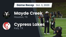 Recap: Mayde Creek  vs. Cypress Lakes  2020