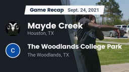 Recap: Mayde Creek  vs. The Woodlands College Park  2021