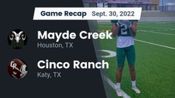 Recap: Mayde Creek  vs. Cinco Ranch  2022