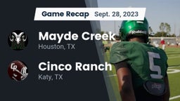 Recap: Mayde Creek  vs. Cinco Ranch  2023