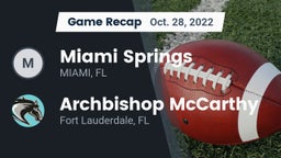 Recap: Miami Springs  vs. Archbishop McCarthy  2022