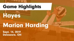 Hayes  vs Marion Harding  Game Highlights - Sept. 14, 2019