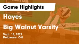 Hayes  vs Big Walnut Varsity Game Highlights - Sept. 15, 2022