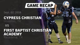 Recap: Cypress Christian  vs. First Baptist Christian Academy 2016