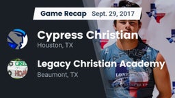 Recap: Cypress Christian  vs. Legacy Christian Academy  2017