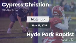 Matchup: Cypress Christian vs. Hyde Park Baptist  2018