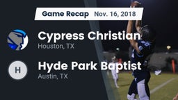 Recap: Cypress Christian  vs. Hyde Park Baptist  2018