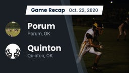 Recap: Porum  vs. Quinton  2020