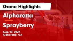 Alpharetta  vs Sprayberry  Game Highlights - Aug. 29, 2022