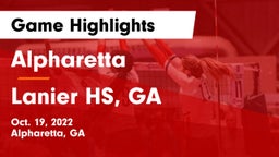 Alpharetta  vs Lanier HS, GA Game Highlights - Oct. 19, 2022