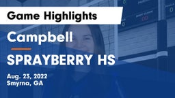 Campbell  vs SPRAYBERRY HS Game Highlights - Aug. 23, 2022