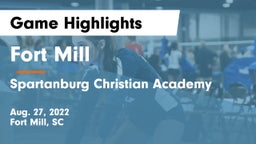 Fort Mill  vs Spartanburg Christian Academy  Game Highlights - Aug. 27, 2022