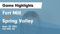 Fort Mill  vs Spring Valley  Game Highlights - Sept. 20, 2022