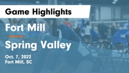 Fort Mill  vs Spring Valley  Game Highlights - Oct. 7, 2022