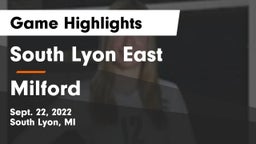 South Lyon East  vs Milford  Game Highlights - Sept. 22, 2022