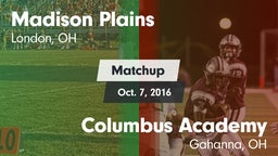 Matchup: Madison Plains vs. Columbus Academy  2016