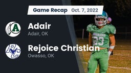 Recap: Adair  vs. Rejoice Christian  2022