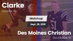 Matchup: Clarke vs. Des Moines Christian  2018
