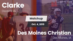 Matchup: Clarke vs. Des Moines Christian  2019