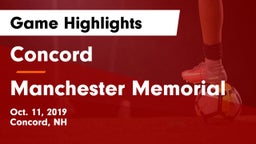 Concord  vs Manchester Memorial  Game Highlights - Oct. 11, 2019