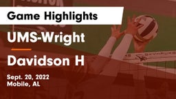 UMS-Wright  vs Davidson H Game Highlights - Sept. 20, 2022