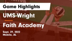 UMS-Wright  vs Faith Academy  Game Highlights - Sept. 29, 2022