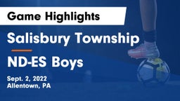 Salisbury Township  vs ND-ES Boys Game Highlights - Sept. 2, 2022