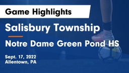 Salisbury Township  vs Notre Dame Green Pond HS Game Highlights - Sept. 17, 2022