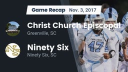 Recap: Christ Church Episcopal  vs. Ninety Six  2017