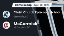 Recap: Christ Church Episcopal School vs. McCormick  2023