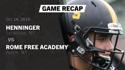 Recap: Henninger  vs. Rome Free Academy  2016