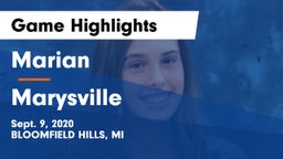 Marian  vs Marysville Game Highlights - Sept. 9, 2020