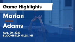 Marian  vs Adams  Game Highlights - Aug. 20, 2022