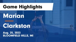 Marian  vs Clarkston  Game Highlights - Aug. 25, 2022