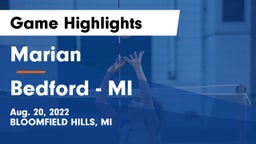 Marian  vs Bedford  - MI Game Highlights - Aug. 20, 2022