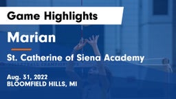 Marian  vs St. Catherine of Siena Academy  Game Highlights - Aug. 31, 2022