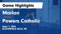 Marian  vs Powers Catholic  Game Highlights - Sept. 7, 2022