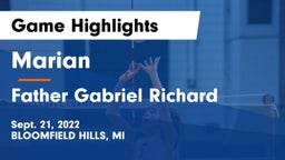 Marian  vs Father Gabriel Richard  Game Highlights - Sept. 21, 2022