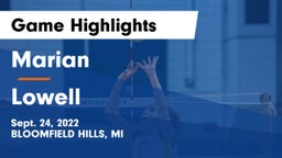 Marian  vs Lowell  Game Highlights - Sept. 24, 2022